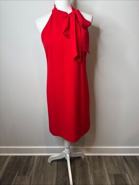 Vince Camuto Vibrant Red Halter Tie-Neck Mini Dress Size 8 Party Office Holiday